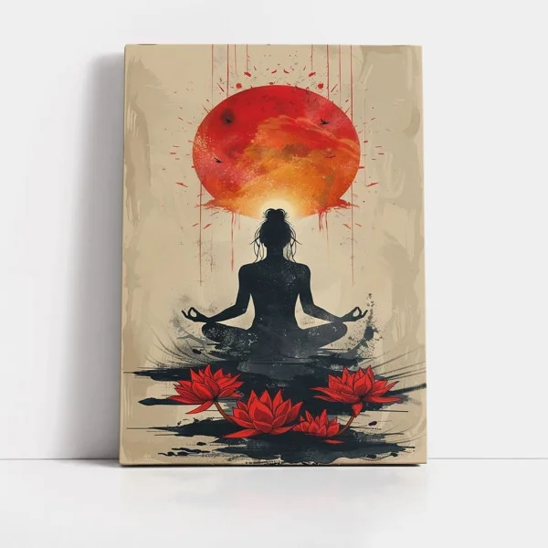 Tablou Abstract Eclipsa Imaginației – Canvas Premium Lotus și Soare