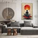 Tablou Abstract Eclipsa Imaginației – Canvas Premium Lotus și Soare
