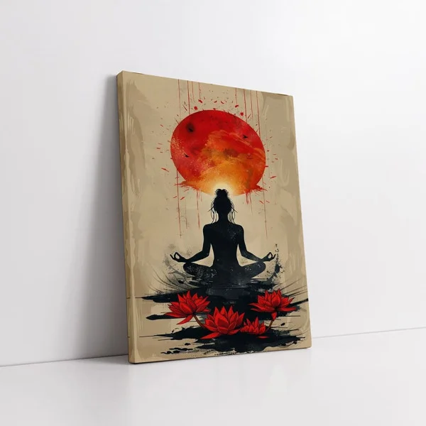 Tablou Abstract Eclipsa Imaginației – Canvas Premium Lotus și Soare