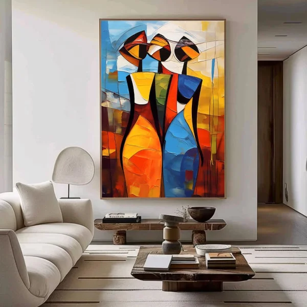 Tablou Cubist Forme Fugitive – Canvas Premium Trei Siluete