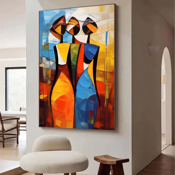 Tablou Cubist Forme Fugitive – Canvas Premium Trei Siluete