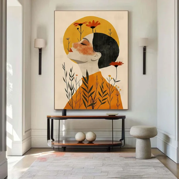 Tablou Abstract Lumina Soarelui Rece – Canvas Premium Portret și Flori