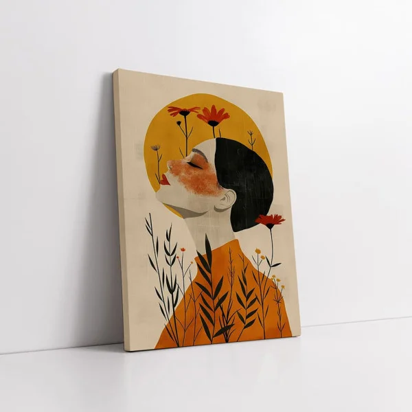 Tablou Abstract Lumina Soarelui Rece – Canvas Premium Portret și Flori