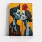 Tablou Abstract Hippy Chic – Canvas Premium Sărut și Mac Roșu