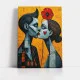 Tablou Abstract Hippy Chic – Canvas Premium Sărut și Mac Roșu