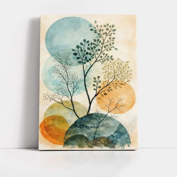 Tablou Abstract Misterul Frunzelor – Canvas Premium Ramuri Acuarelă