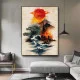 Tablou Ukiyo-e Explozii de Culoare – Canvas Premium Valuri și Soare