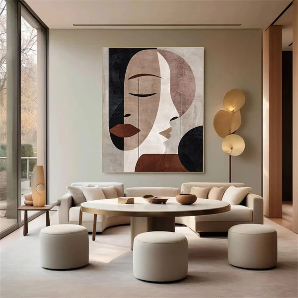 Tablou Abstract Întâlnirea Liniei și Culorii – Canvas Premium Chipuri