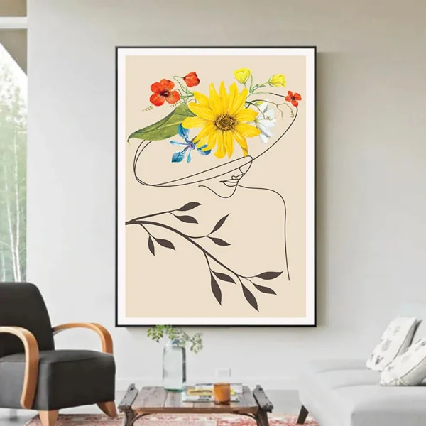 Tablou Abstract Eleganța Pură a Detaliilor – Canvas Premium Portret și Flori