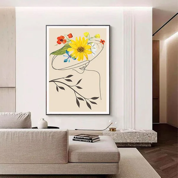 Tablou Abstract Eleganța Pură a Detaliilor – Canvas Premium Portret și Flori