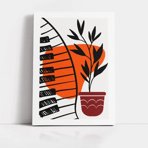Tablou Abstract Muzica Artelor – Canvas Premium Clape Pian și Plantă