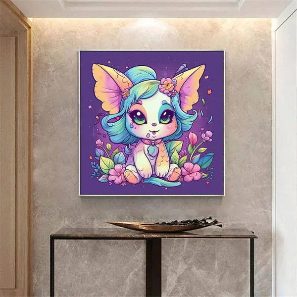 Tablou Cameră Copii Pisica cu Păr Albastru – Canvas Modern si Colorat