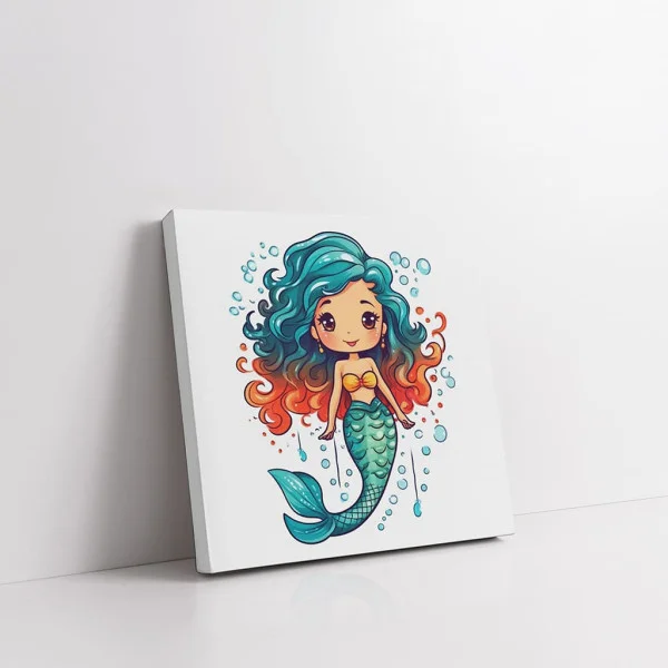 Tablou Cameră Copii Sirena Albăstrica – Canvas Modern și Educativ pentru Stimularea Imaginației, Decor Dormitor Copii sau Spații de Joacă