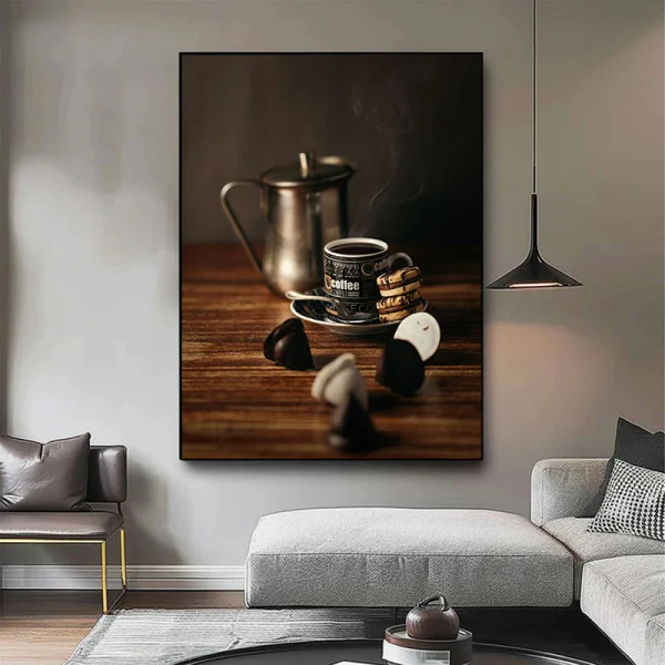 Cafea si macarons - Tablou Cafea