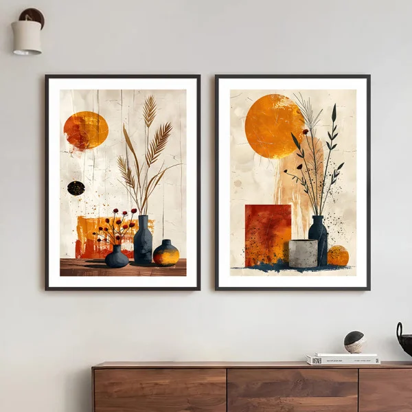 Set 2 Tablouri Înrămate - Rafinament Estetic, arta contemporana pentru living, decor modern