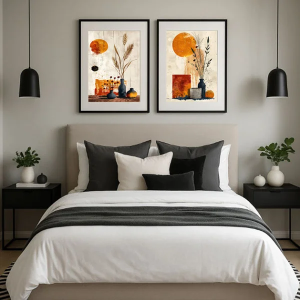 Set 2 Tablouri Înrămate - Rafinament Estetic, arta contemporana pentru living, decor modern