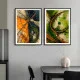 Set 2 Tablouri Flori Abstracte Înrămate - Natura Vivace, contrast rafinat, potrivit oricărui stil de amenajare