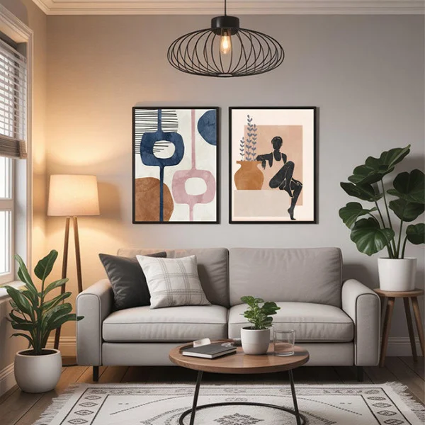 Set 2 Tablouri Înrămate - Cuvinte Pictate, tablouri abstracte pentru hol, living sau birou modern