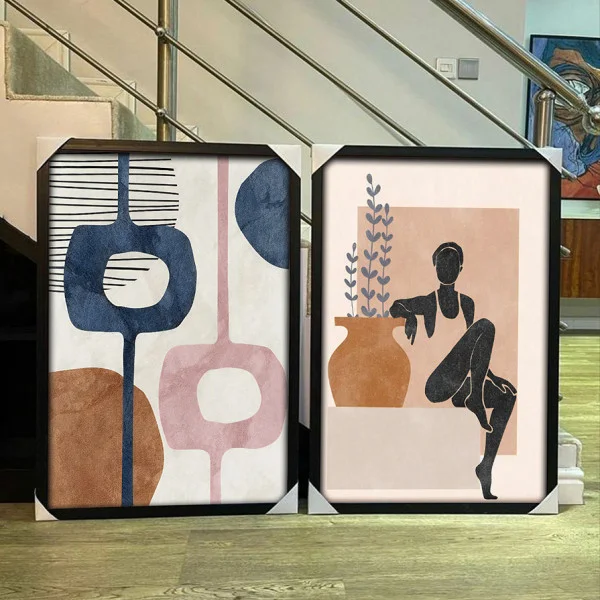 Set 2 Tablouri Înrămate - Cuvinte Pictate, tablouri abstracte pentru hol, living sau birou modern