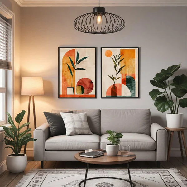 Set 2 tablouri abstracte înrămate – Perspectivele Emoției, decor modern, elegant pentru living