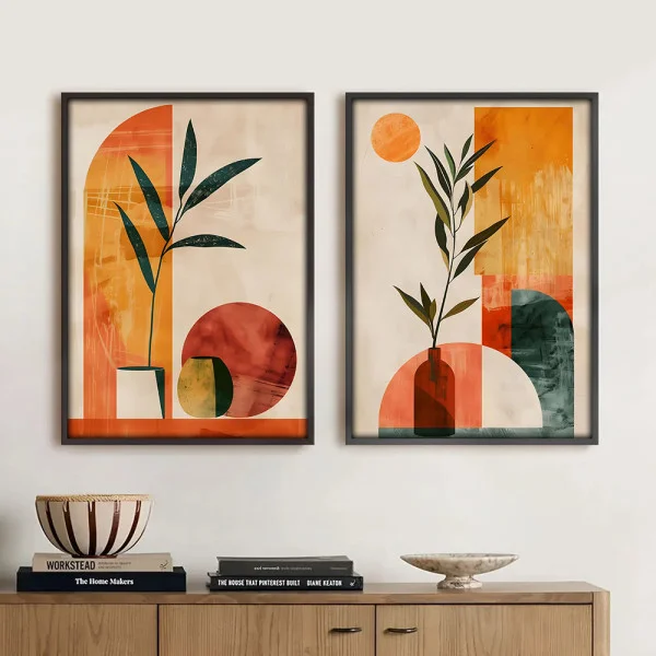 Set 2 tablouri abstracte înrămate – Perspectivele Emoției, decor modern, elegant pentru living