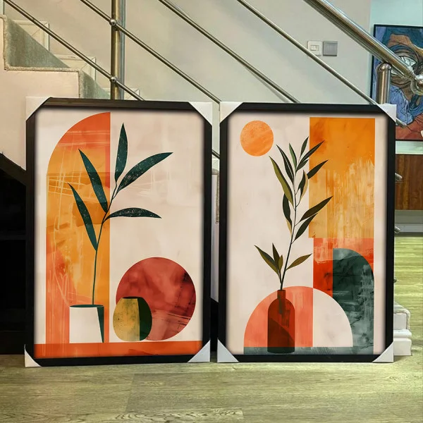 Set 2 tablouri abstracte înrămate – Perspectivele Emoției, decor modern, elegant pentru living