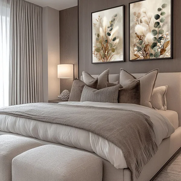 Set 2 Tablouri Flori Abstracte Înrămate - Natura Blândă, decor rafinat și relaxant