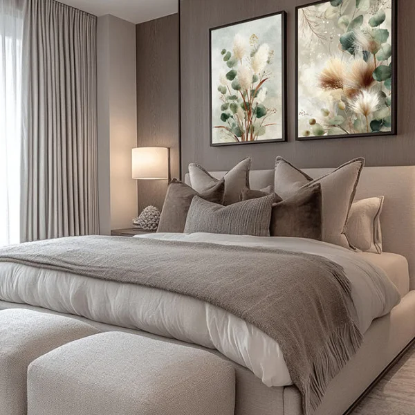 Set 2 tablouri abstracte înrămate – Origini Fără Tipare, decor artistic modern cu plante de câmp