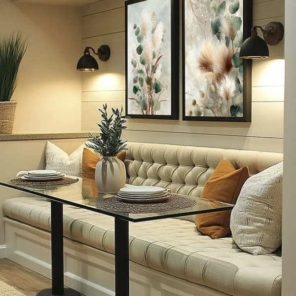 Set 2 tablouri abstracte înrămate – Origini Fără Tipare, decor artistic modern cu plante de câmp