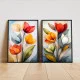 Set 2 tablouri înrămate cu flori – Petale în Lumină, decor floral elegant pentru living