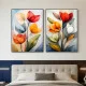 Set 2 tablouri înrămate cu flori – Petale în Lumină, decor floral elegant pentru living