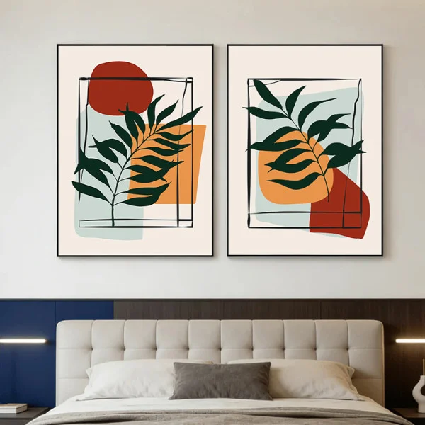 Set 2 tablouri abstracte înrămate – Perspective Esențiale, decor modern minimalist pentru casă