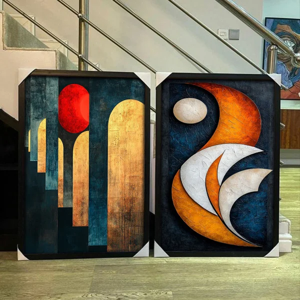Set 2 tablouri înrămate Veneția – Nopți Venețiene, decor elegant abstract pentru living