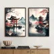 Set 2 Tablouri Înrămate - Răsărit Magic, set tablouri living, arta abstracta premium
