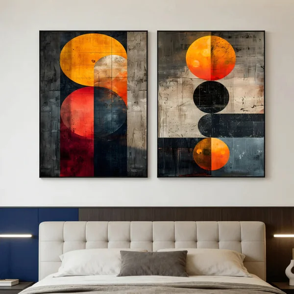 Set 2 Tablouri Înrămate - Univers Solar, tablouri abstracte moderne