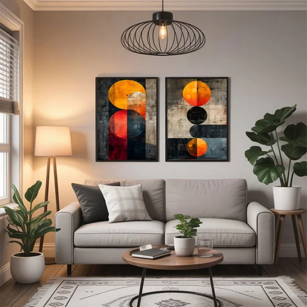 Set 2 Tablouri Înrămate - Univers Solar, tablouri abstracte moderne