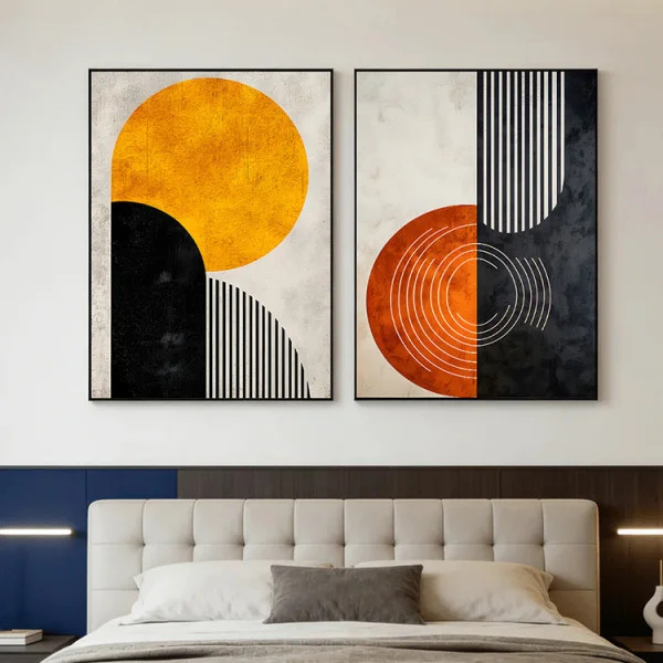 Set 2 Tablouri Înrămate - Arta Contrastului, tablouri abstracte premium, decor pentru living, dormitor sau hol