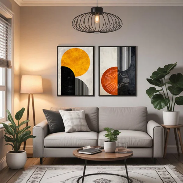 Set 2 Tablouri Înrămate - Arta Contrastului, tablouri abstracte premium, decor pentru living, dormitor sau hol