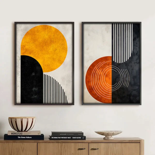 Set 2 Tablouri Înrămate - Arta Contrastului, tablouri abstracte premium, decor pentru living, dormitor sau hol