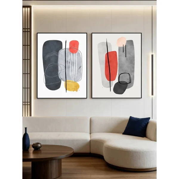 Set 2 Tablouri Înrămate - Două Senzații, tablouri abstracte premium, decor pentru living, dormitor sau hol