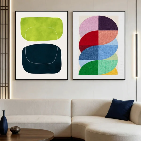 Set 2 Tablouri Înrămate - Minimalism Abstract, tablouri abstracte premium, decor pentru living, dormitor sau hol