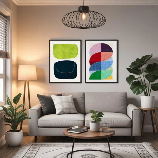 Set 2 Tablouri Înrămate - Minimalism Abstract, tablouri abstracte premium, decor pentru living, dormitor sau hol