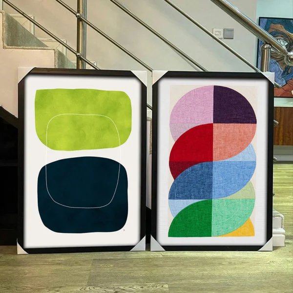 Set 2 Tablouri Înrămate - Minimalism Abstract, tablouri abstracte premium, decor pentru living, dormitor sau hol