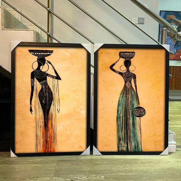 Set 2 Tablouri Înrămate - Duo Elegant, tablouri abstracte premium, decor pentru living, dormitor sau hol