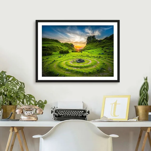 Tablou peisaj înrămat - Sanctuarul Verde, tablou de poveste pentru living sau birou