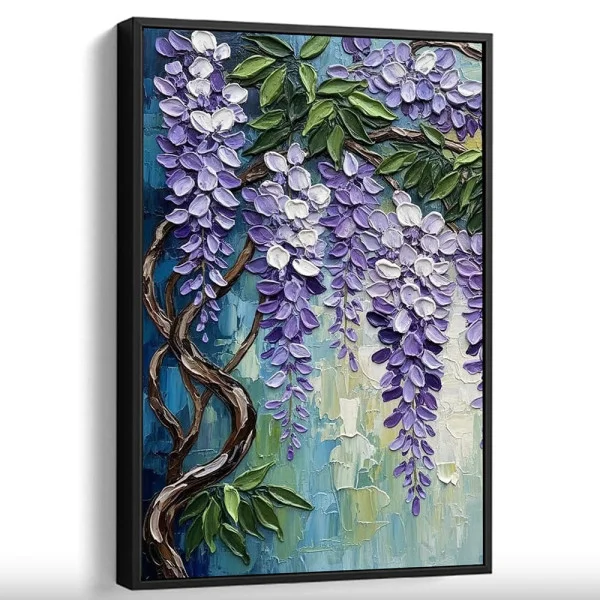 Tablou peisaj înrămat - Flori de Liliac, pentru dormitor sau living clasic