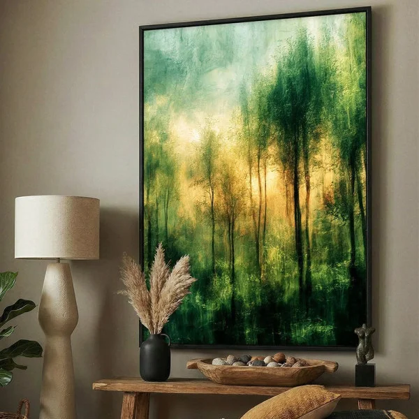 Tablou peisaj înrămat - Verde Padurea, tablou modern pentru living, birou sau dormitor