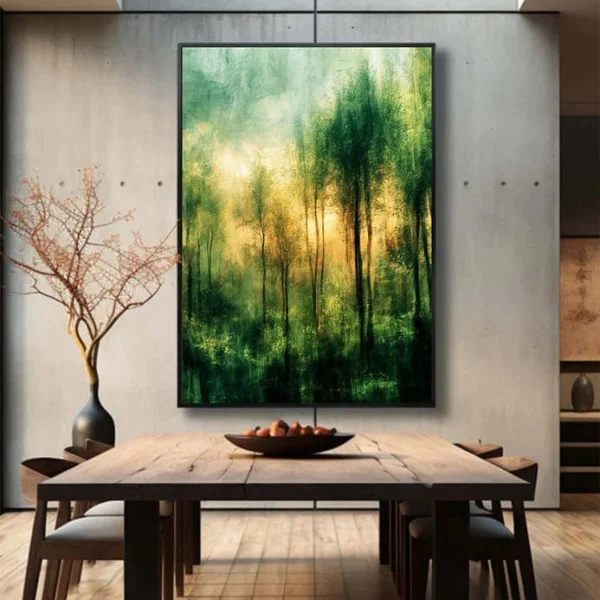 Tablou peisaj înrămat - Verde Padurea, tablou modern pentru living, birou sau dormitor