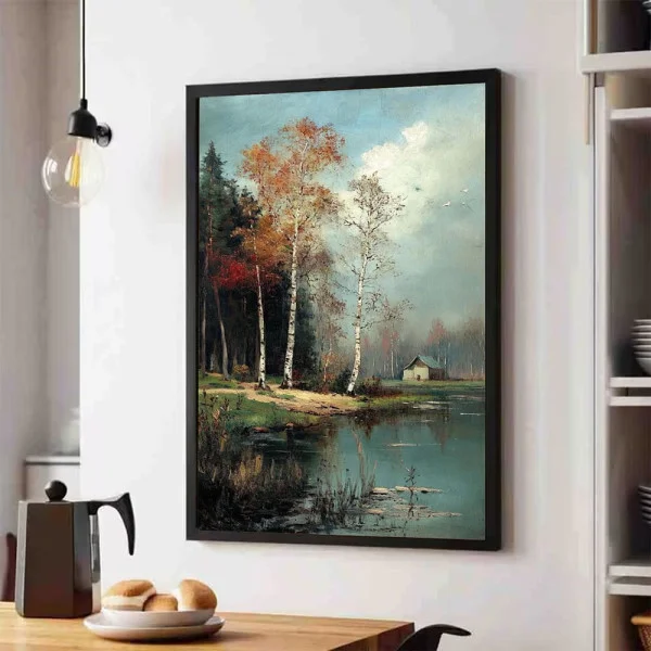 Tablou peisaj înrămat - Evadare în Albastru pentru living sau dormitor modern