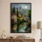 Tablou peisaj nocturn - Luminile Noptii, tablou înrămat pentru decor interior calm și premium